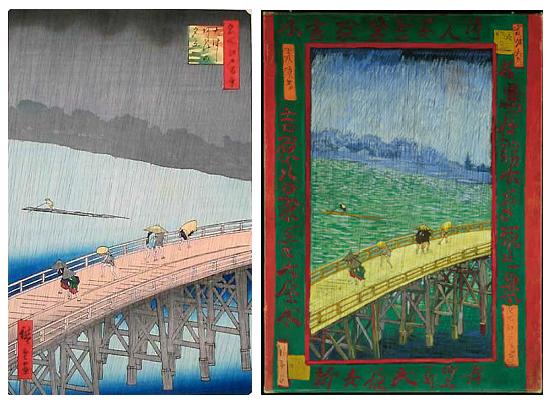 Reproduction d'un tableau d'Hiroshige et de Van Gogh